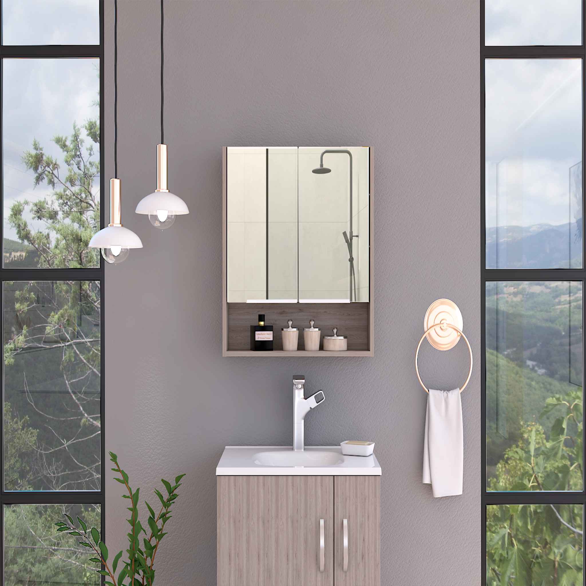 TuHome Light Oak Medicine Cabinet